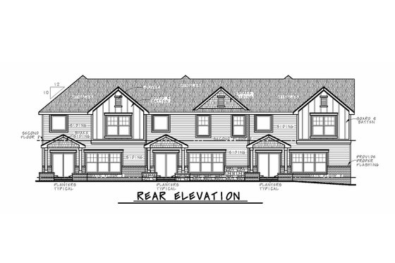 Exterior - Rear Elevation for Traditional House Plan #20-2356 - 3 bed, 3 bath