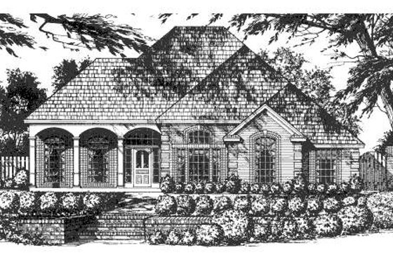 Exterior - Front Elevation for European House Plan #40-422 - 3 bed, 2 bath