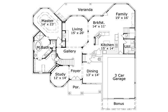 Floor Plan - Main Floor for Traditional House Plan #411-181 - 5 bed, 3 bath