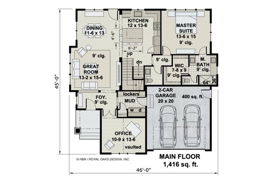 Floor Plan - Main Floor for Traditional House Plan #51-1204 - 3 bed, 2.5 bath