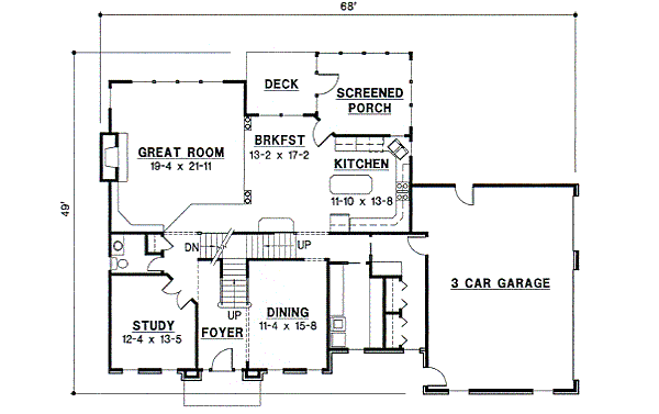 Colonial Floor Plan - Main Floor Plan #67-578