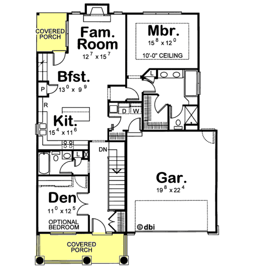 Cottage Style House Plan - 2 Beds 2 Baths 1344 Sq/Ft Plan #20-1206 ...