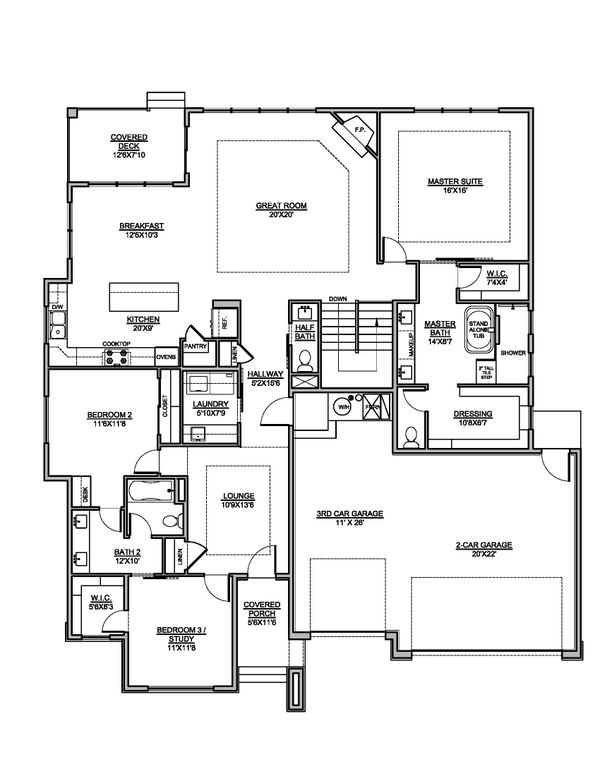 House Blueprint - Optional Basement - Stair Location