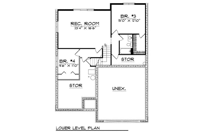 Home Plan - Floor Plan - Lower Floor for European House Plan #70-801 - 3 bed, 3 bath