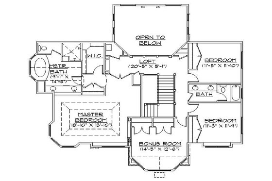 Floor Plan - Upper Floor for Traditional House Plan #5-457 - 3 bed, 4.5 bath