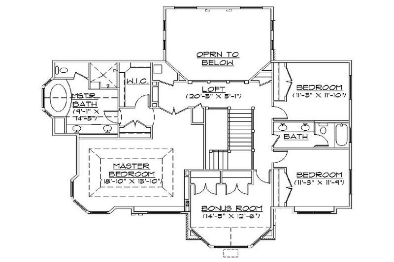 Dream House Plan - Floor Plan - Upper Floor for Traditional House Plan #5-457 - 3 bed, 4.5 bath