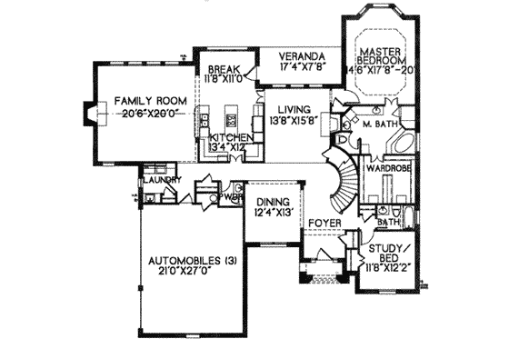 Floor Plan - Main Floor for European House Plan #141-117 - 5 bed, 4.5 bath