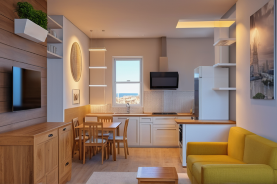 Interior - Family Room for Contemporary House Plan #542-14 - 2 bed, 1 bath