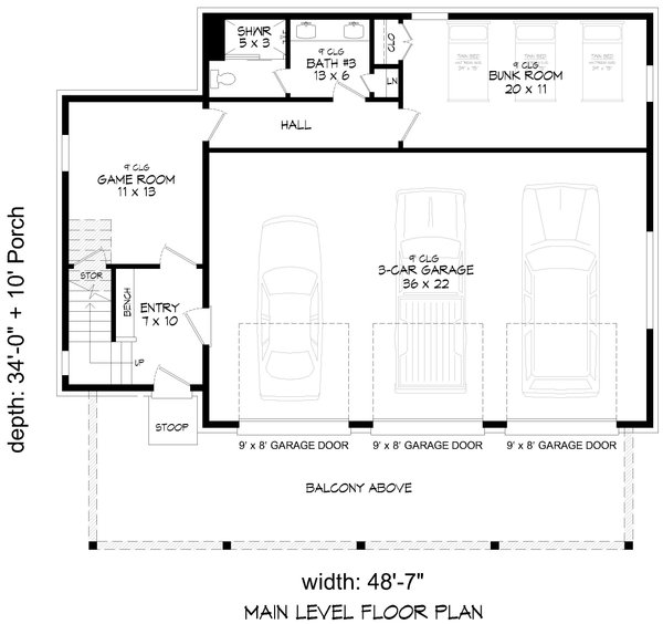 House Blueprint - Contemporary Floor Plan - Lower Floor Plan #932-1233