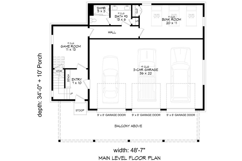 House Design - Floor Plan - Lower Floor for Contemporary House Plan #932-1233 - 3 bed, 4 bath