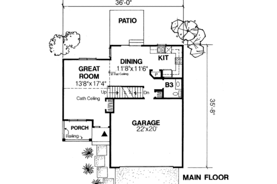 Floor Plan - Main Floor for Traditional House Plan #334-115 - 3 bed, 2.5 bath