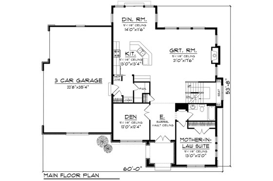 Floor Plan - Main Floor for European House Plan #70-1181 - 5 bed, 4 bath