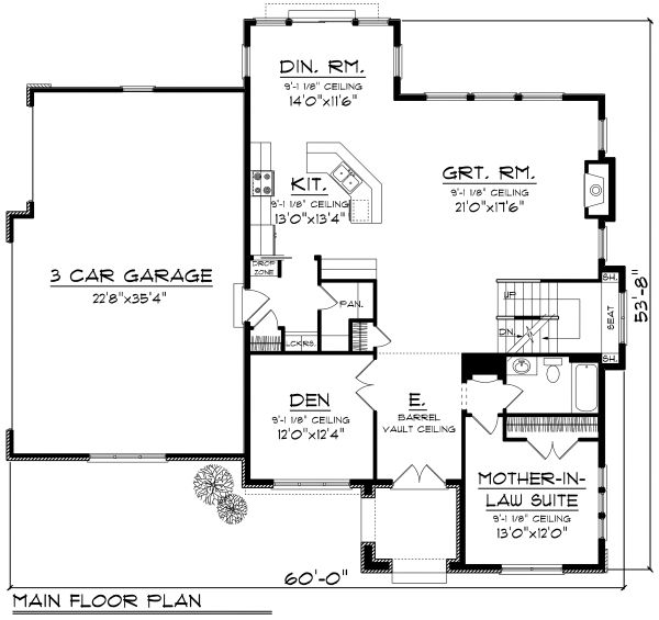 Architectural House Design - European Floor Plan - Main Floor Plan #70-1181