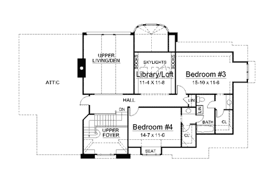 Floor Plan - Upper Floor for European House Plan #119-195 - 3 bed, 3 bath
