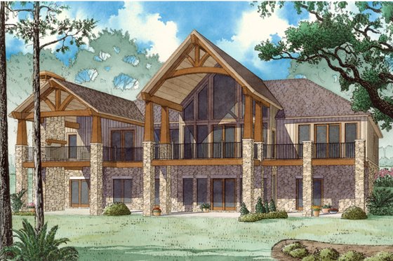 Exterior - Rear Elevation 3 for Craftsman House Plan #923-43 - 4 bed, 4.5 bath