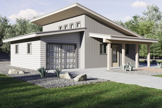 Exterior - Front Elevation 3 for Modern House Plan #1106-170 - 1 bed, 1 bath