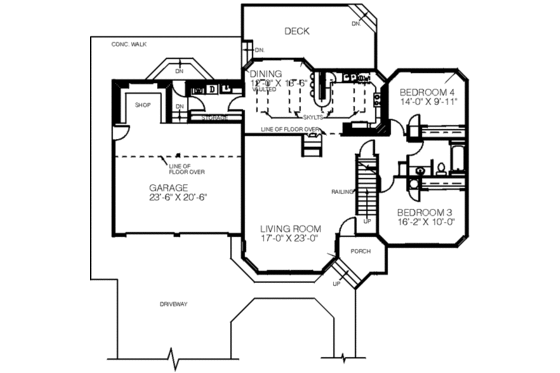 Floor Plan - Main Floor for Modern House Plan #60-141 - 4 bed, 3 bath