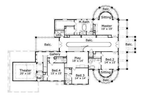 Colonial Floor Plan - Upper Floor Plan #411-324