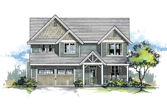 Exterior - Front Elevation for Craftsman House Plan #53-451 - 4 bed, 2.5 bath