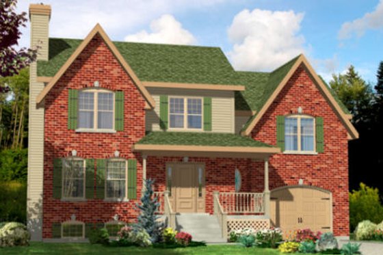 Exterior - Front Elevation for European House Plan #138-243 - 3 bed, 1.5 bath
