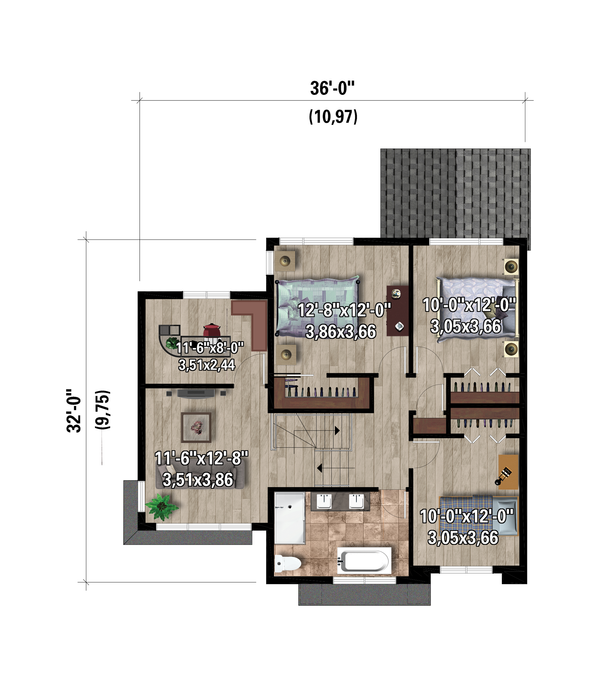 European Floor Plan - Upper Floor Plan #25-4975