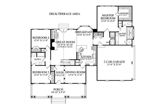 Floor Plan - Main Floor for Colonial House Plan #137-399 - 3 bed, 2.5 bath