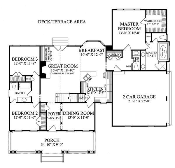 Architectural House Design - Colonial Floor Plan - Main Floor Plan #137-399