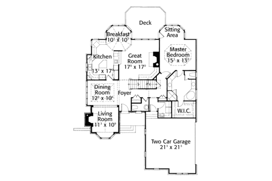 Floor Plan - Main Floor for Cottage House Plan #429-11 - 3 bed, 2.5 bath
