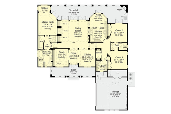 Floor Plan - Main Floor for Mediterranean House Plan #930-501 - 3 bed, 2.5 bath