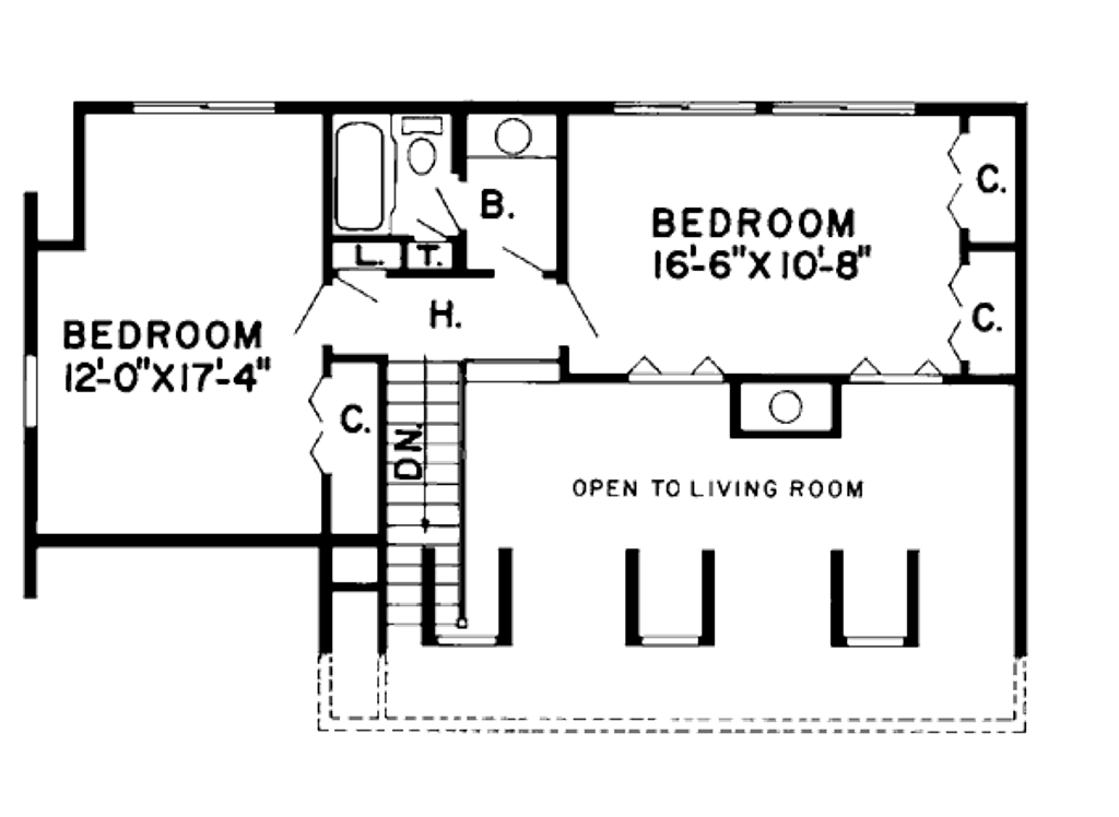 Floor Plan - Upper Floor for Country House Plan #312-484 - 3 bed, 2 bath