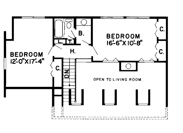Floor Plan - Upper Floor for Country House Plan #312-484 - 3 bed, 2 bath