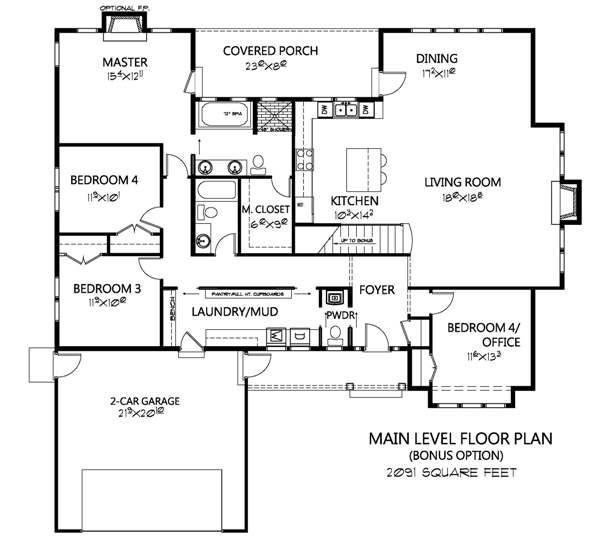 Craftsman Style House Plan - 4 Beds 2.5 Baths 2091 Sq/Ft Plan #133-109 ...