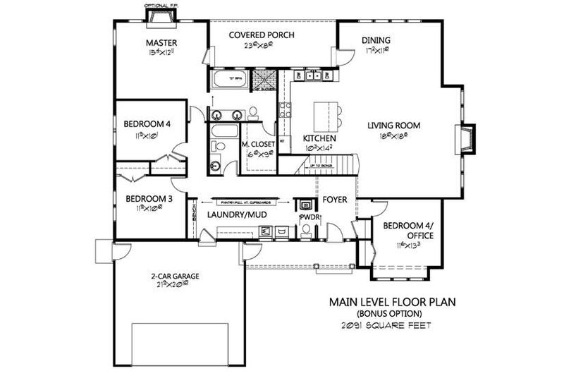 Craftsman Style House Plan - 4 Beds 2.5 Baths 2091 Sq/Ft Plan #133-109 ...