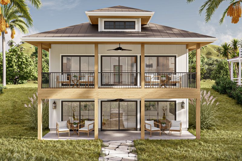 Architectural House Design - Exterior - Rear Elevation for Modern House Plan #455-548 - 2 bed, 1 bath