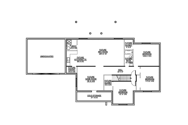 House Blueprint - Floor Plan - Lower Floor for Country House Plan #1073-19 - 3 bed, 2.5 bath