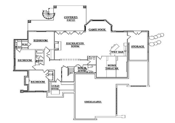 Architectural House Design - European Floor Plan - Lower Floor Plan #5-316