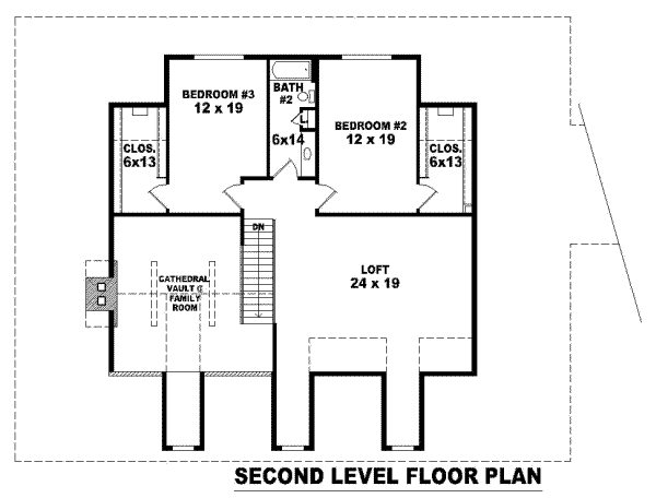 Floor Plan - Upper Floor for Southern House Plan #81-774 - 3 bed, 2.5 bath