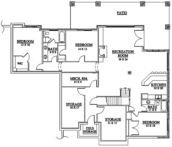 Dream House Plan - European Floor Plan - Lower Floor Plan #5-149