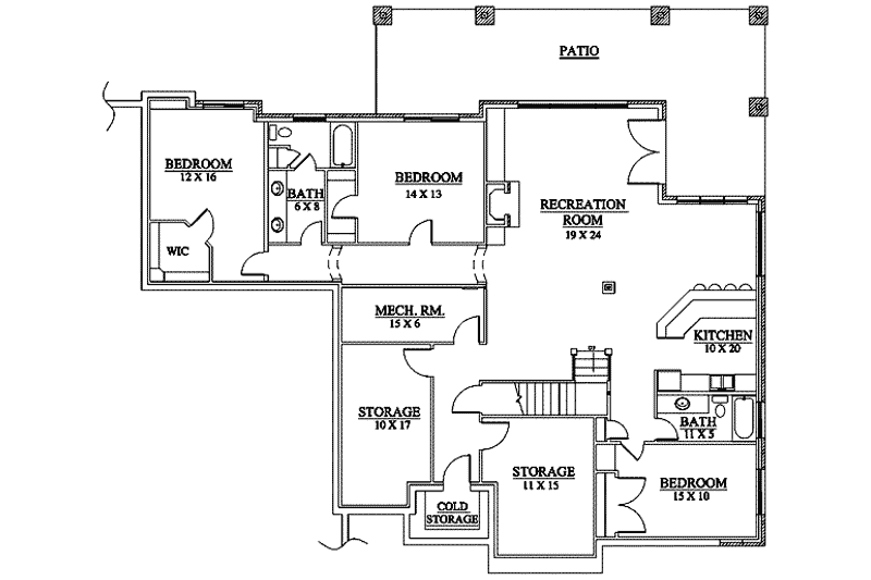 Home Plan - Floor Plan - Lower Floor for European House Plan #5-149 - 6 bed, 4.5 bath