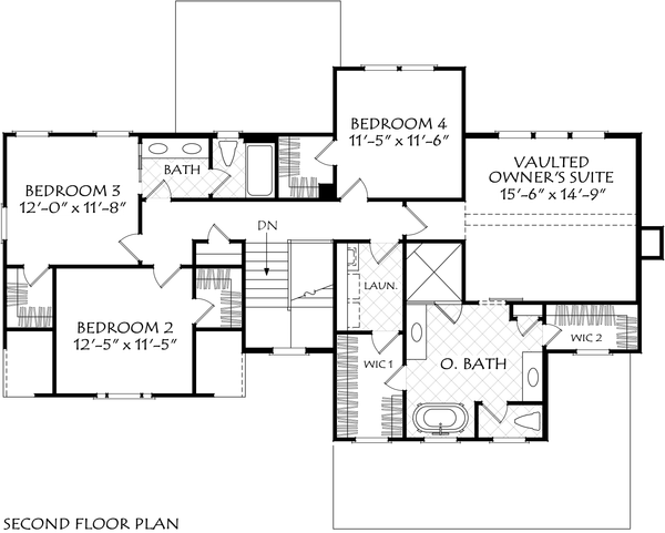 Traditional Floor Plan - Upper Floor Plan #927-1047