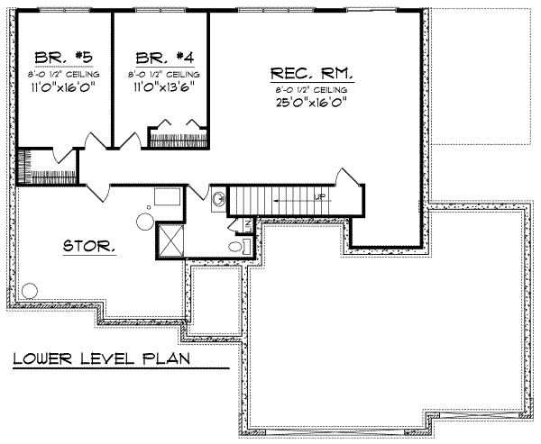 Architectural House Design - Ranch Floor Plan - Lower Floor Plan #70-688