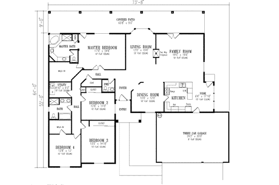 Floor Plan - Main Floor for Mediterranean House Plan #1-659 - 4 bed, 2.5 bath