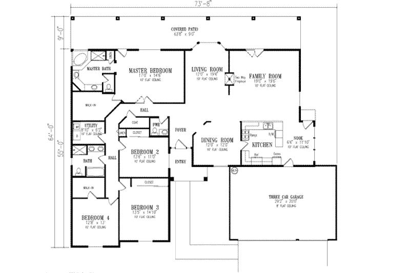 Home Plan - Floor Plan - Main Floor for Mediterranean House Plan #1-659 - 4 bed, 2.5 bath