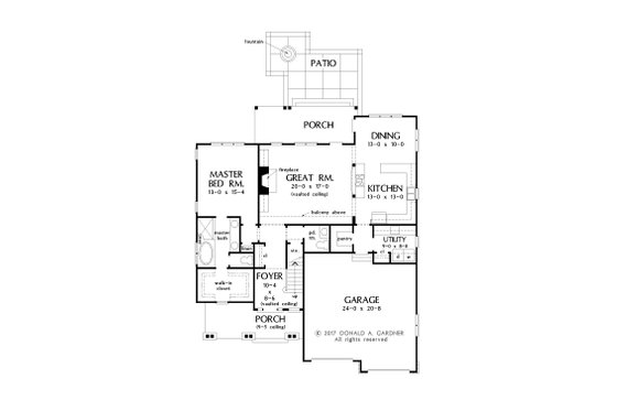 Floor Plan - Main Floor for Cottage House Plan #929-1066 - 3 bed, 2.5 bath