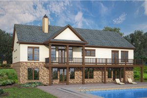 Exterior - Rear Elevation for European House Plan #119-428 - 3 bed, 2.5 bath