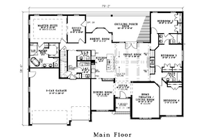 Floor Plan - Main Floor for Traditional House Plan #923-317 - 4 bed, 3.5 bath