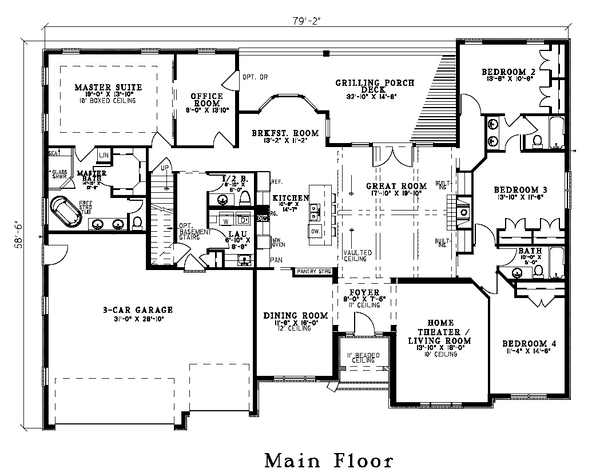 Traditional Floor Plan - Main Floor Plan #923-317