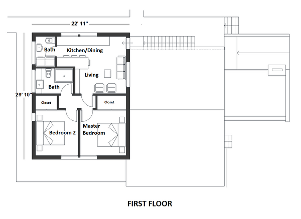 Contemporary Floor Plan - Upper Floor Plan #542-20