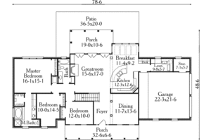 Floor Plan - Main Floor for Southern House Plan #406-165 - 3 bed, 2 bath