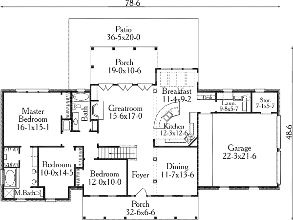 Dream House Plan - Southern Floor Plan - Main Floor Plan #406-165
